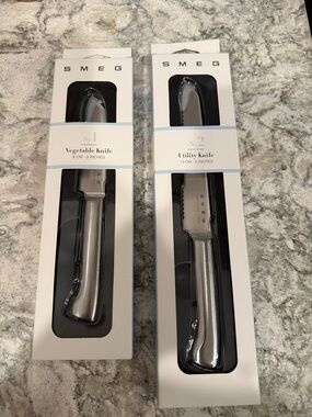 SMEG Stainless Steel Utility & Vegetable Knife Set - Silver